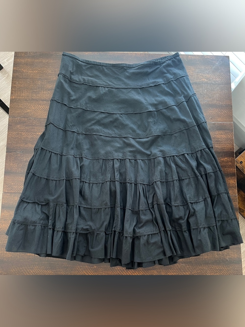 Vintage BILA Black Tiered Midi Skirt